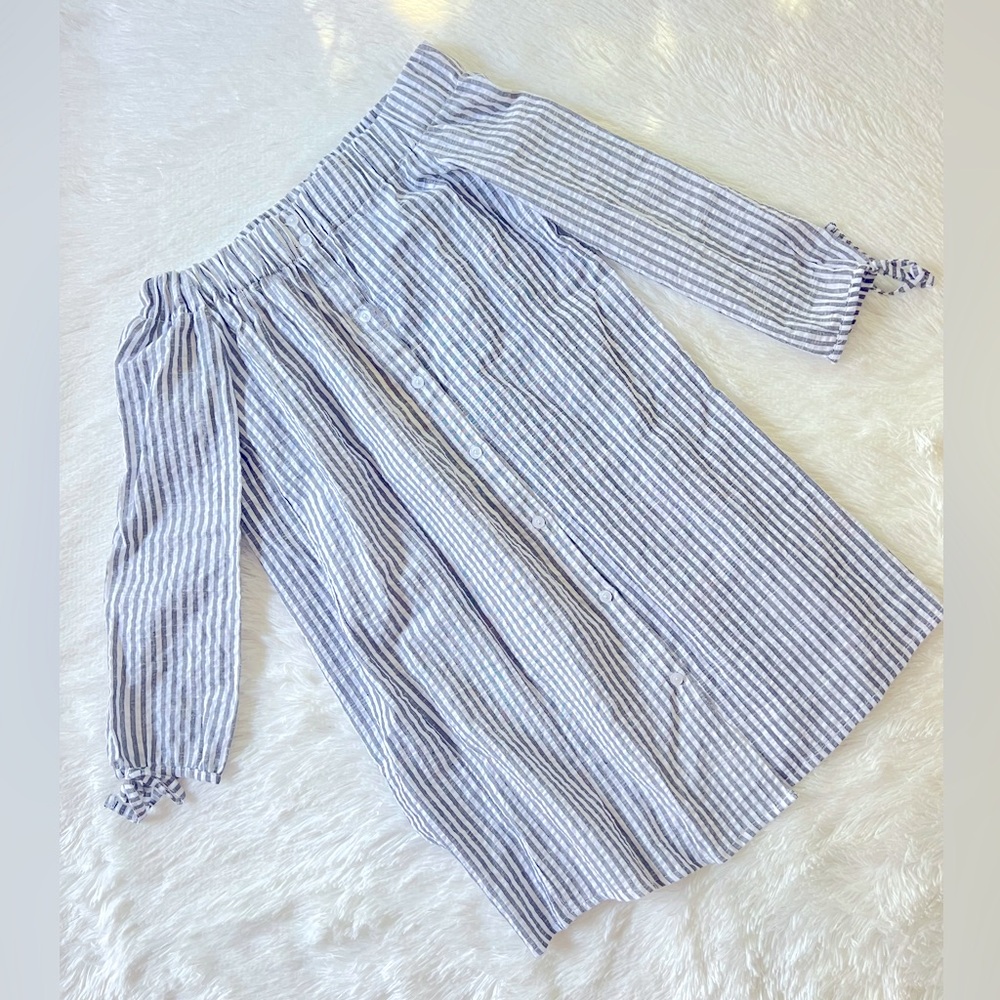 Love Note Women Stripes Dress Cold Shoulder Size